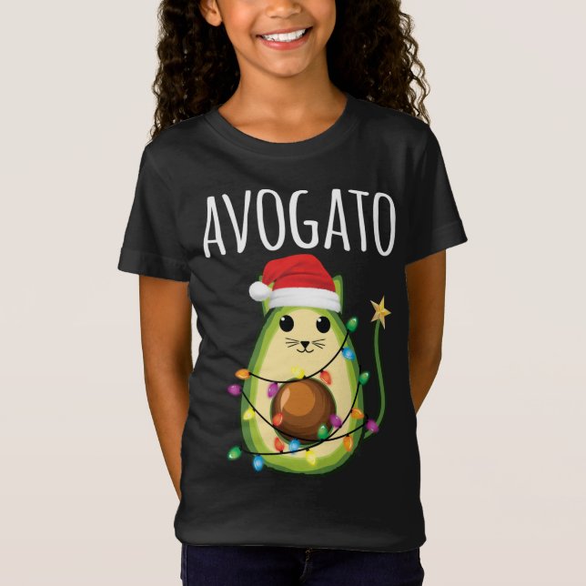 Camiseta Gato de Avogato Santa Aguacate Gato Funny Navidad  (Anverso)