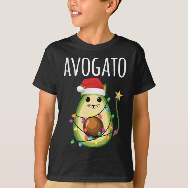 Camiseta Gato de Avogato Santa Aguacate Gato Funny Navidad  (Anverso)
