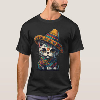 Camiseta Gato de azúcar calavera sombrero mexicano Cinco De