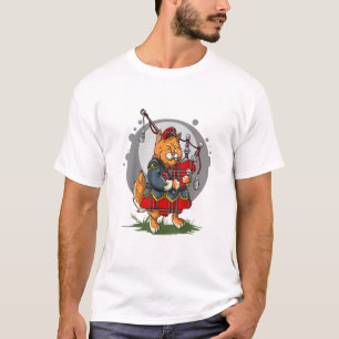 Camiseta Gato de Bagpipes Jugando Bagpipes Música Escocesa 