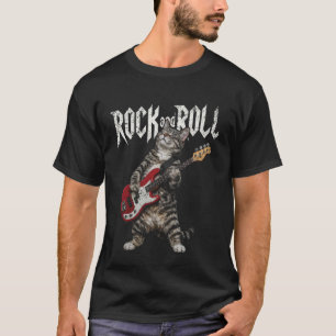 Camiseta Gato de bajo de Rock N Roll guitarrista retro vint