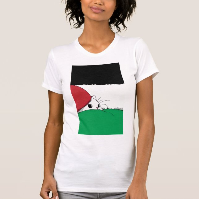 Camiseta Gato de bandera PALESTINA LIBRE (Anverso)