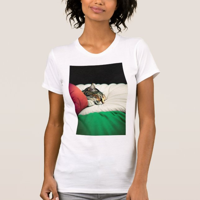 Camiseta Gato de bandera PALESTINA LIBRE (Anverso)