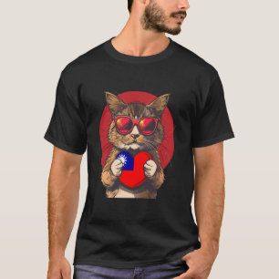 Camiseta Gato de bandera taiwanesa Taiwán Rota a taiwaneses