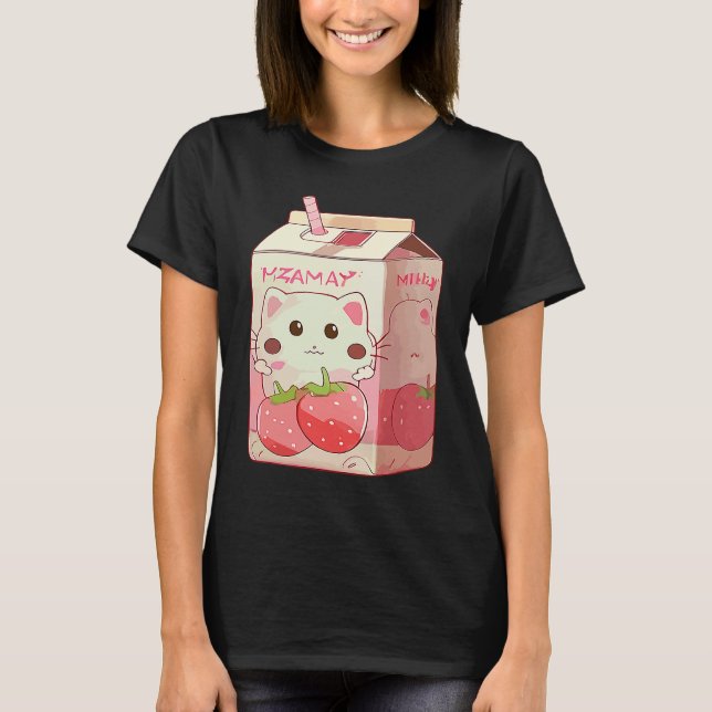 Camiseta Gato de Batido de Fresa  2 (Anverso)