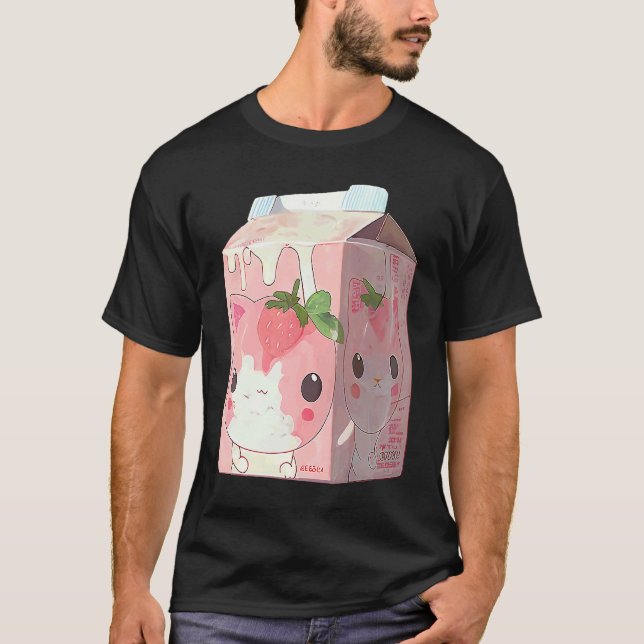 Camiseta Gato de Batido de Fresa  4 (Anverso)