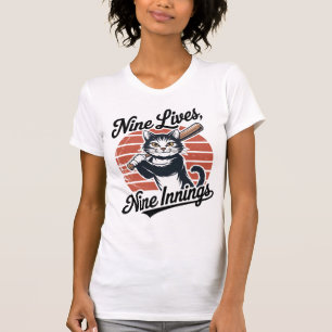 Camiseta Gato de béisbol Nine Lives Nine Innings 