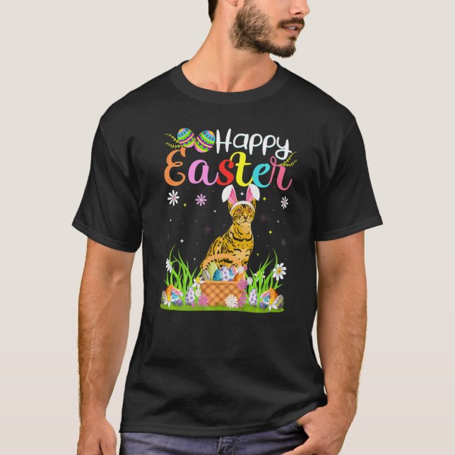 Camiseta Gato de Bengala Caza de Huevos Gato de Bengala Fel (Anverso)