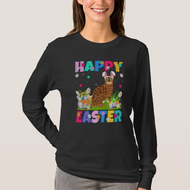 Camiseta Gato de Bengala Feliz Pascua Conejo Bengala Pascua (Anverso)