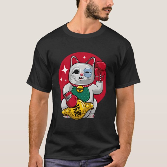 Camiseta Gato de boxeo poco afortunado de Maneki Neko (Anverso)