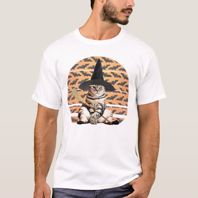 Camiseta Gato de bruja de Halloween (Anverso)