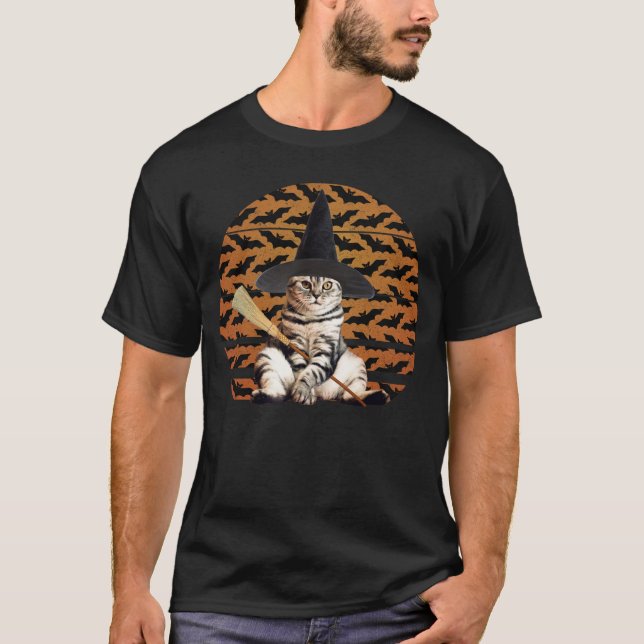 Camiseta Gato de bruja de Halloween (Anverso)