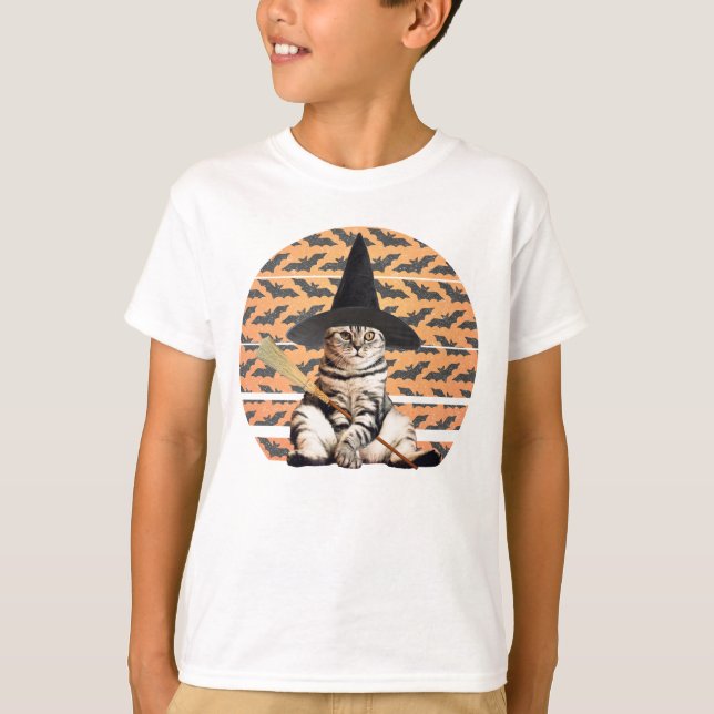 Camiseta Gato de bruja de Halloween (Anverso)
