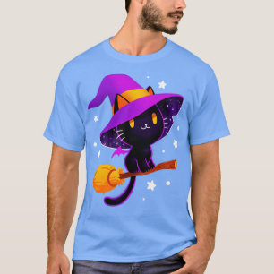 Camiseta Gato de bruja Gato mágico negro lindo miedoso