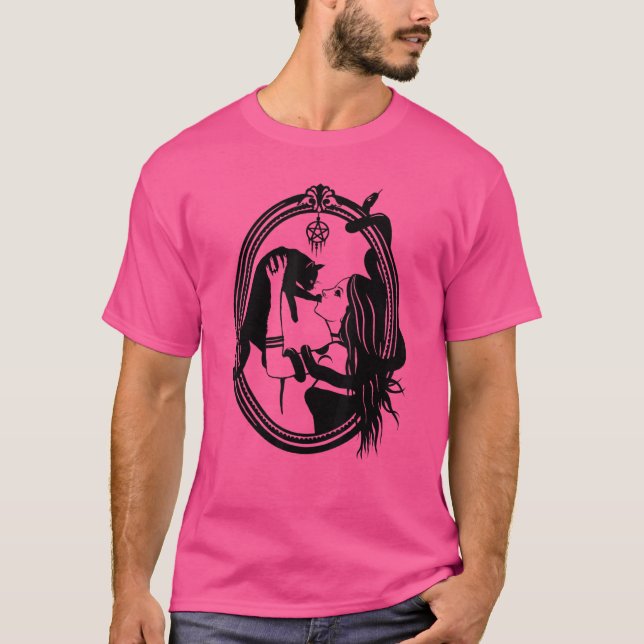 Camiseta Gato de bruja Pagan Gótico Wicca Brujo Gato (Anverso)