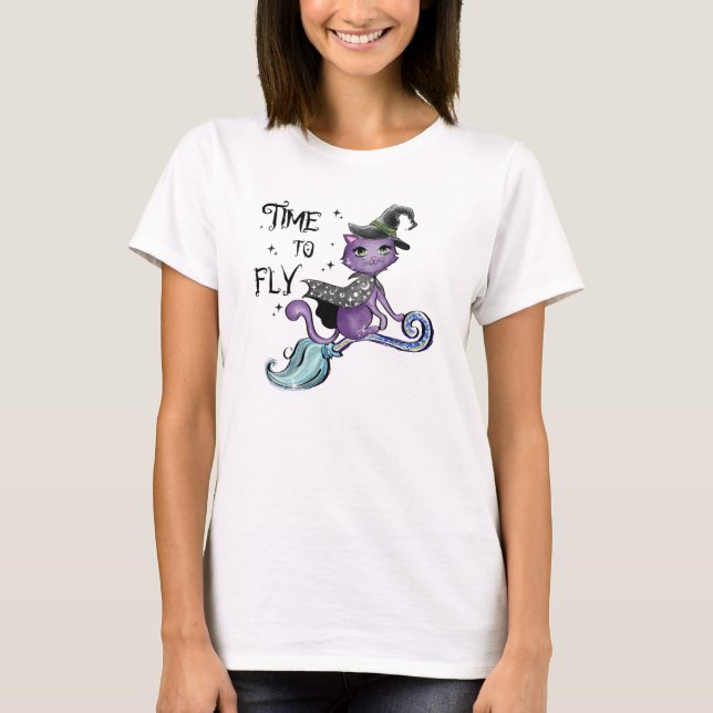 Camiseta Gato de bruja volador | Hora De Volar (Anverso)