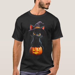 Camiseta Gato de brujería felina en la calabaza