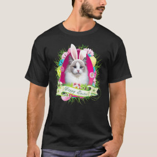 Camiseta Gato de Bunny Ragdoll Feliz Día de Pascua Huevos L