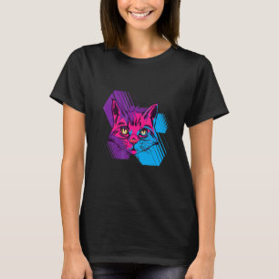 Camiseta Gato de Cabeza Linda Para Gatito  Colorido Para Ga