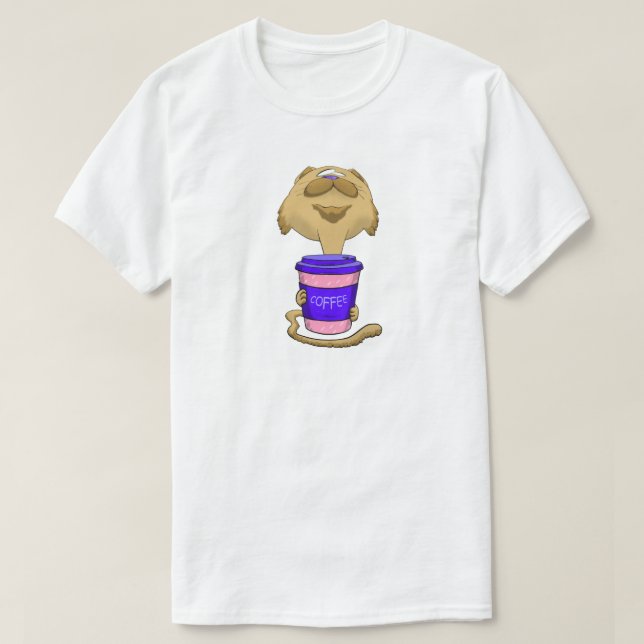 Camiseta Gato de café de cabeza grande (Diseño del anverso)