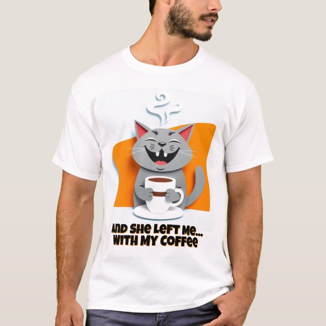 Camiseta Gato de café feliz - Típicas y alegres vibraciones (Anverso)