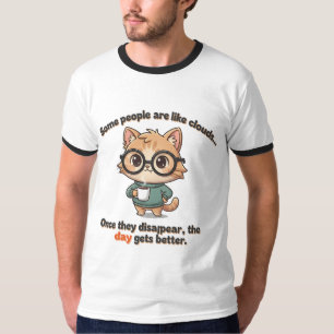 Camiseta Gato de café lindo con cita de actitud divertida 