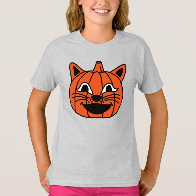 Camiseta Gato de calabaza de Halloween (Anverso)