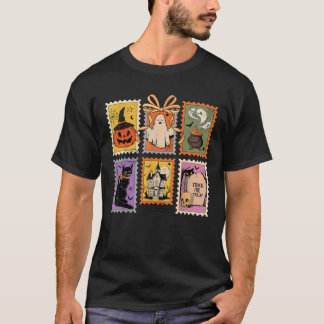 Camiseta Gato de calabaza de Halloween Fantasma Calavera Co