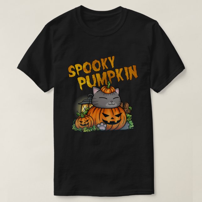 Camiseta Gato de calabaza espumoso de Halloween (Diseño del anverso)