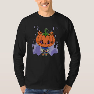 Camiseta Gato De Calabaza Lindo Y Felino De Pizza De Terror