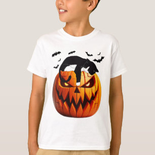 Camiseta Gato de calabaza Tuxedo Halloween Trae Emoción A