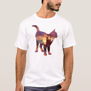 Camiseta Gato de calicó derecho del polígono del mosaico