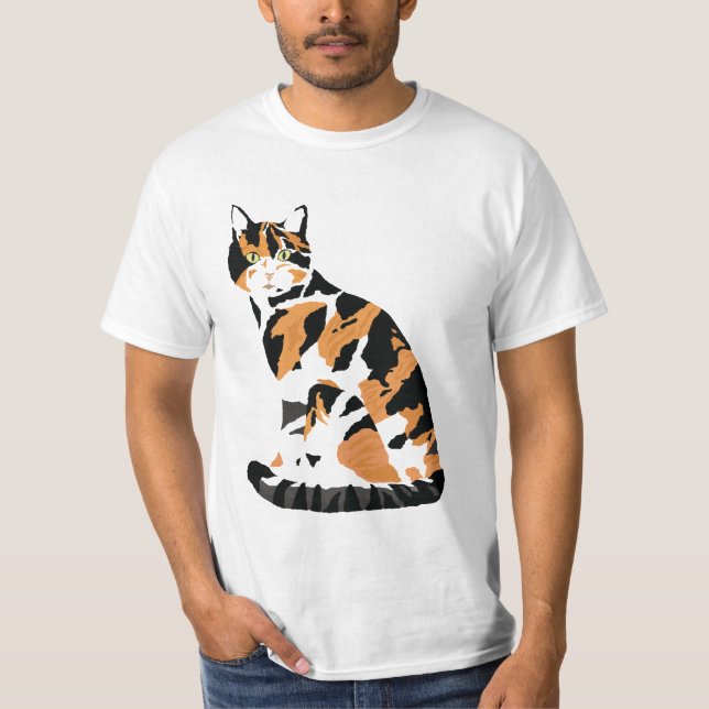 Camiseta Gato de Calico sentado (Anverso)