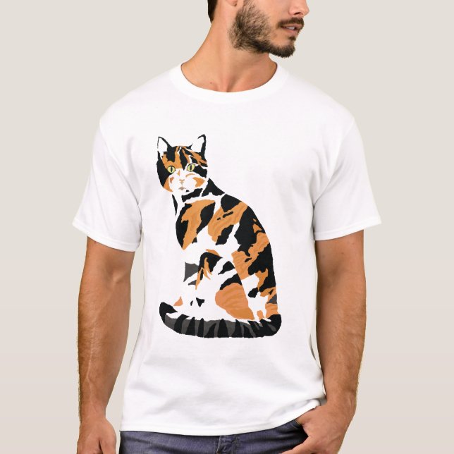 Camiseta Gato de Calico sentado (Anverso)