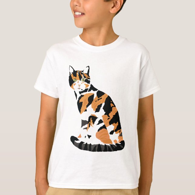 Camiseta Gato de Calico sentado (Anverso)