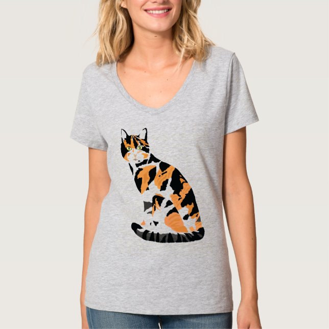 Camiseta Gato de Calico sentado (Anverso)