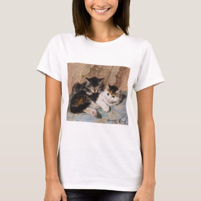 Camiseta Gato de calicó y pintura gris del Bello Artes del (Anverso)