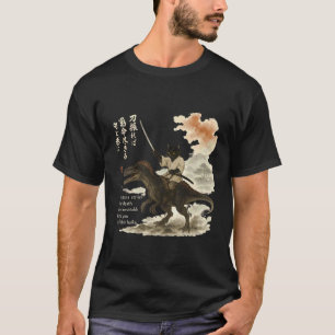 Camiseta Gato de caligrafía japonesa monta dinosaurio con h