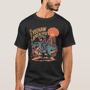 Camiseta Gato de Caligrafía Retro Dinosaurio Erupción Volcá