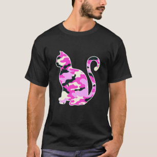 Camiseta Gato de camuflaje rosa silueta Camuflaje Mujeres H
