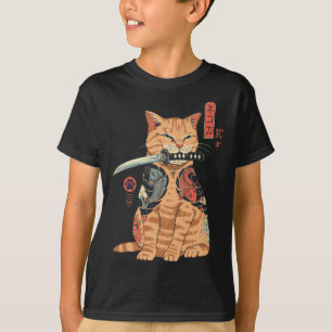 Camiseta Gato de Catana, un gato bonito de inspiración japo