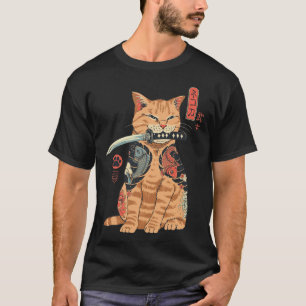 Camiseta Gato de Catana, un gato bonito de inspiración japo