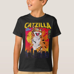 Camiseta Gato de Catzilla vintage Arte japonés Regalos de g