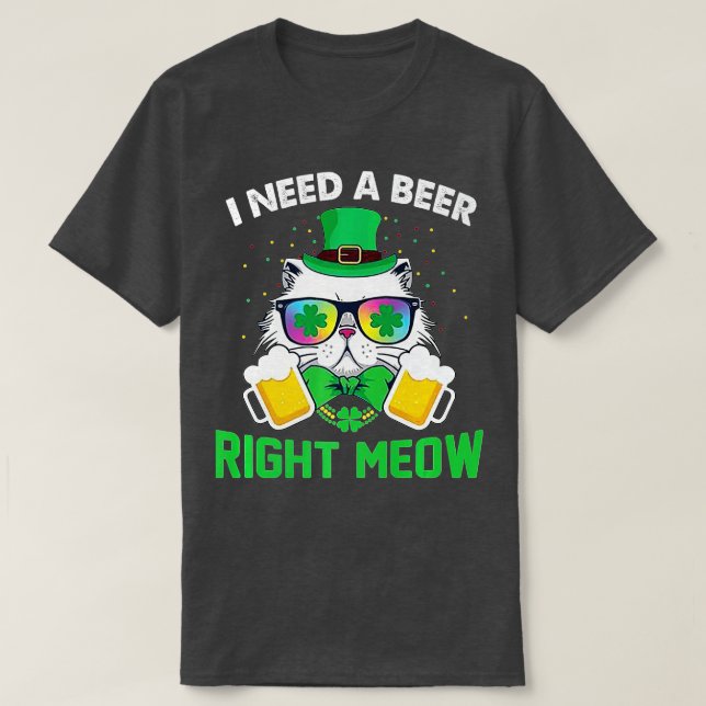 Camiseta Gato de cerveza irlandés St Patricks Día de bebida (Diseño del anverso)