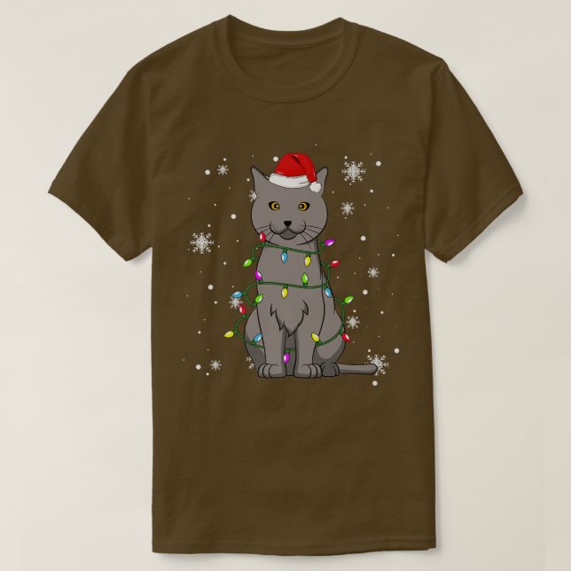 Camiseta Gato de Chartreu Navidades enciende a gato de Navi (Diseño del anverso)