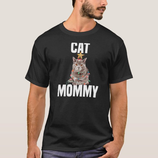 Camiseta Gato de Chartreux lindo con luces de hadas Mamá un (Anverso)