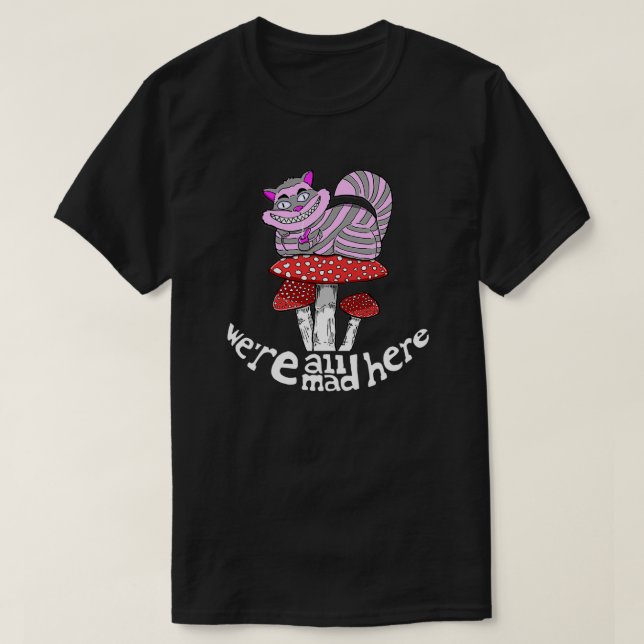 Camiseta gato de cheshire en tazón fumando hongos (Diseño del anverso)