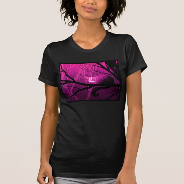 Camiseta Gato de Cheshire entre árboles (Anverso)