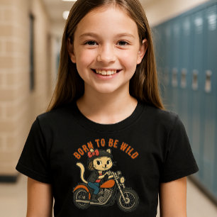 Camiseta Gato de Chica de motociclista cúbico