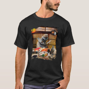 Camiseta Gato de Chonk Sushi Ramen Chef, Kitty Usando Gafas